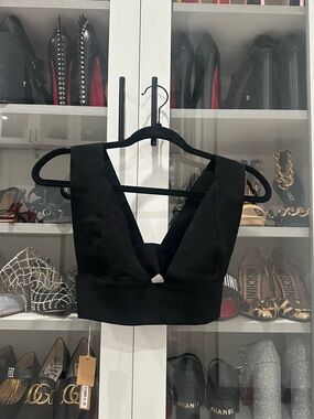 NWT Skims Black V-Neck Cropped Tank Top plunge bikini bandage top sz S $78